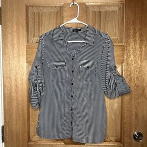 Notations women’s Monochrome black and‎ white Striped Shirt size M